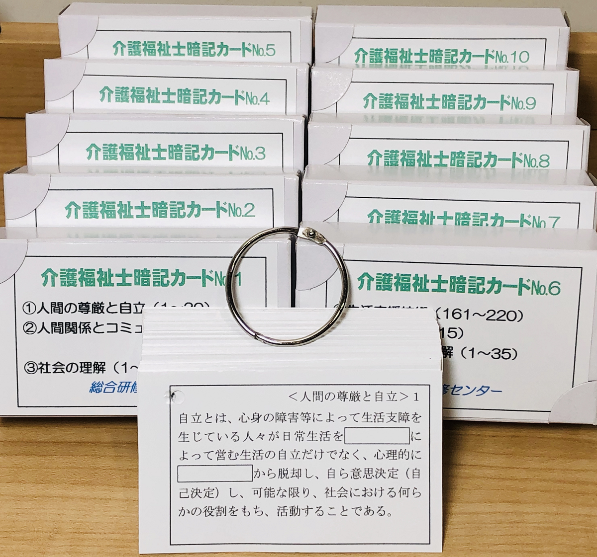 ケアマネ受験対策の暗記カードは、名刺サイズで携帯に便利！スキマ時間の活用に最適のツールです！